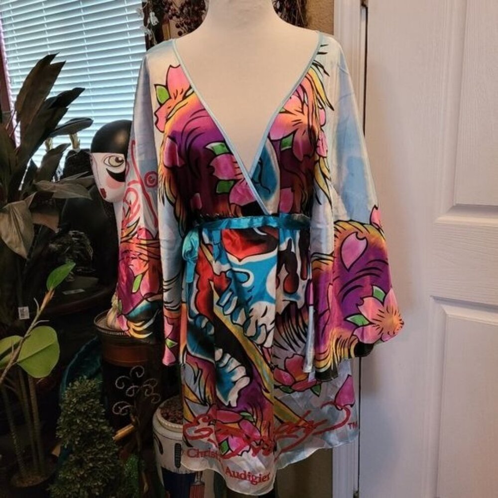 Women's Ed Hardy kimono style dress sexy rocker small rocker small - Picture 3 of 13
